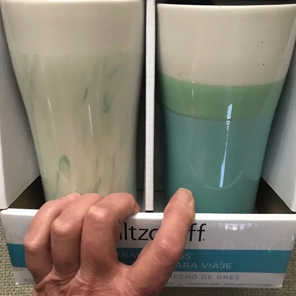 Pfaltzgraff 2 stoneware travel mug set - Picture 2 of 4